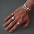 Men Silver Jewelry Set Rings & Bracelets