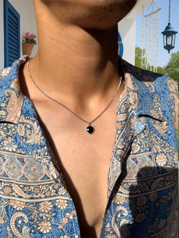 Heart black stone